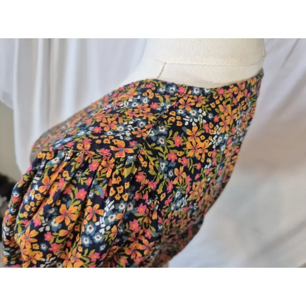 Free People I Found You Floral Orange Cotton Printed Top Small New